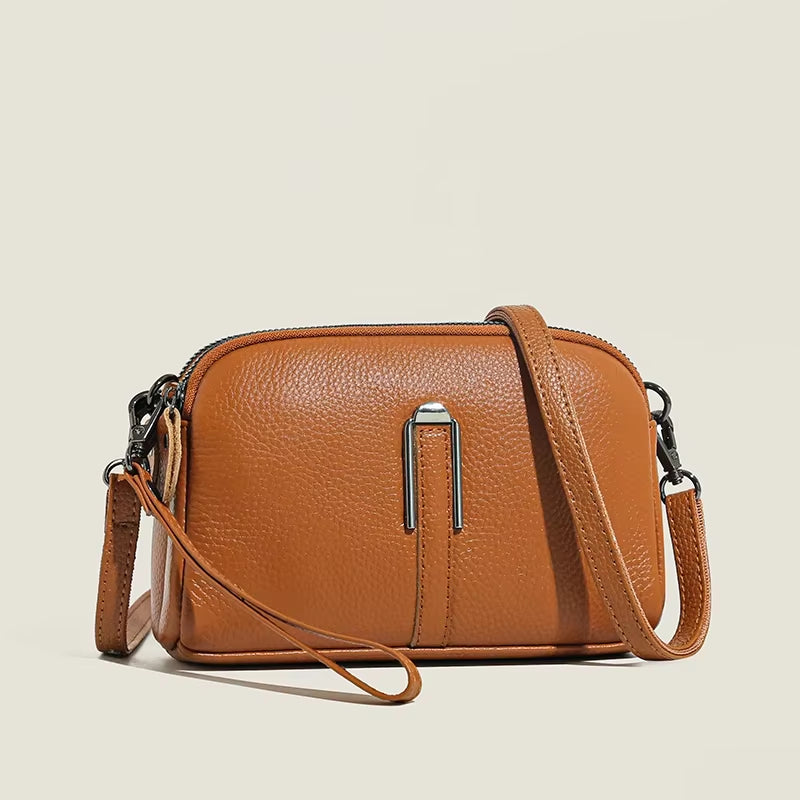 Genuine Leather Bag Luxury Women'S Crossbody Bags Female Solid Color Clutch Phone Bags Shoulder Bag Messenger