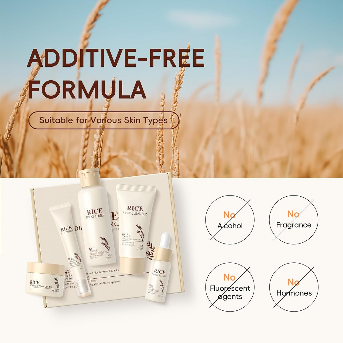 Korean Rice Skincare Set, Christmas Birthday Gifts for Women 5Pcs