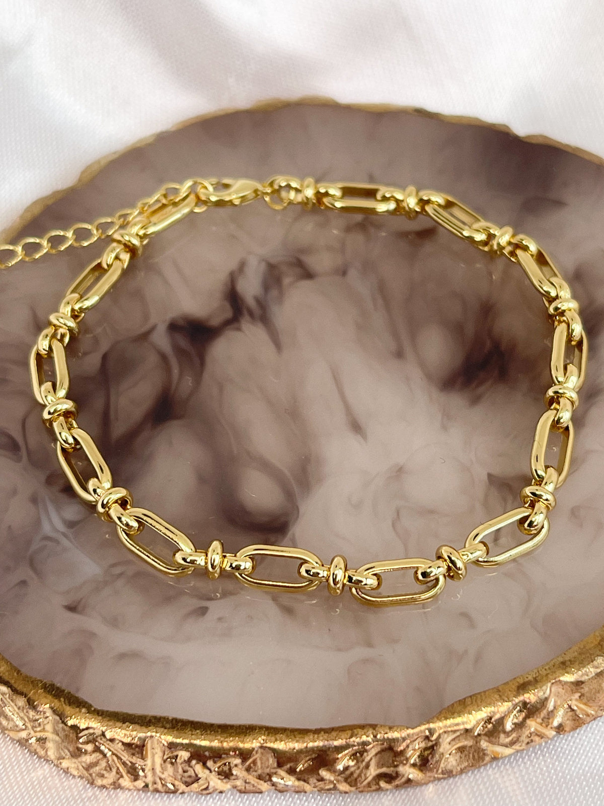18Kgold Filled Bracelet, Oval Chain Bracelet, Gold Bracelet for Women