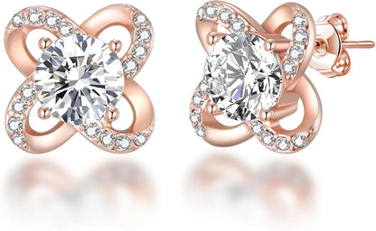 Rose Gold Plated Orbit Earrings Created with Zircondia® Crystals