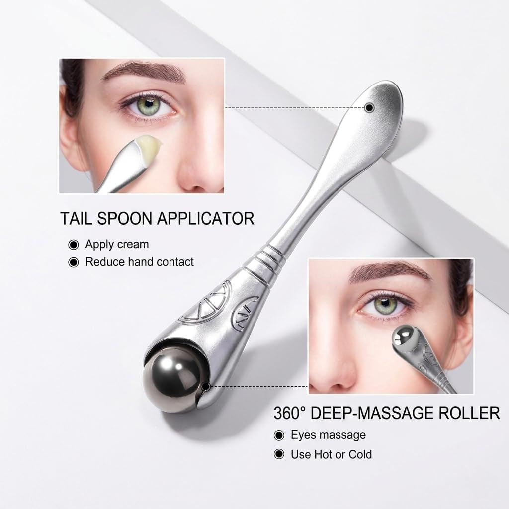 Eye Roller for Puffy Eyes, under Eye Massager, Cooling Eye Massage Tool for Dark Circles & Eye Bags, Reusable Facial Skincare Roller, Beauty Roller for Cream & Serum Application