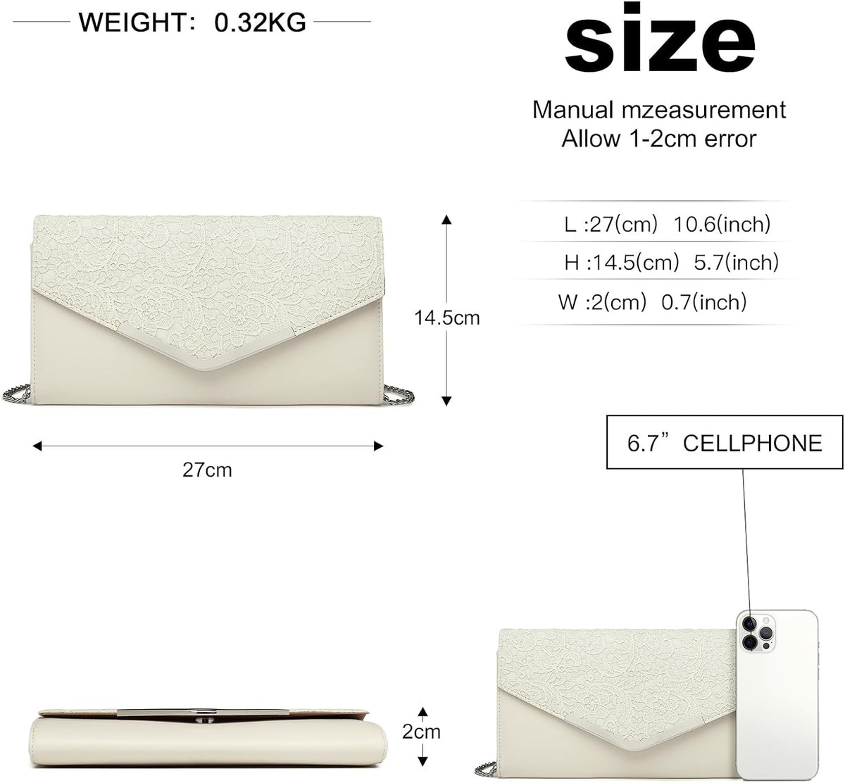 Womens Clutch Elegant Clutch Bags for Women Mini Crossbody Bag for Women, Can Hold 8.3' Tablet, Suitable for Party, Wedding, Banquet, Gift