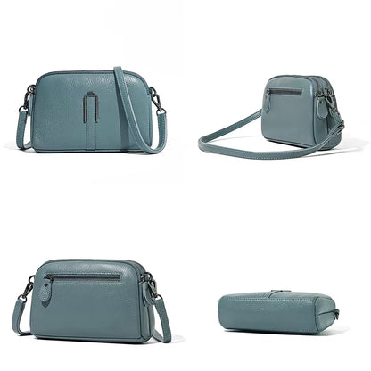 Genuine Leather Bag Luxury Women'S Crossbody Bags Female Solid Color Clutch Phone Bags Shoulder Bag Messenger