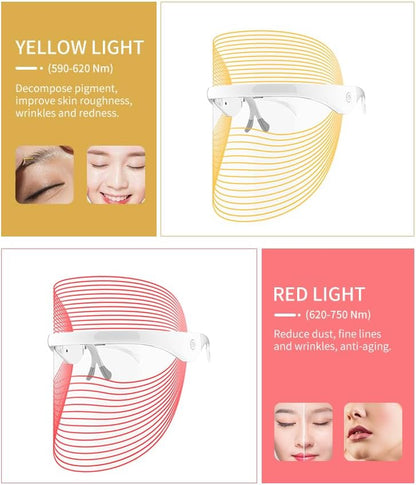 LED Beauty Face Mask with 7 Colour Light Modes – Rechargeable Facial Skincare Mask for Home Use, Lightweight Face Mask for Daily Beauty Routine