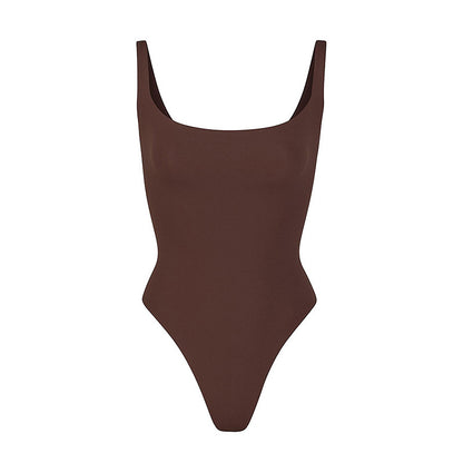 Double-Layer High Elastic Fabric Belly Contracting Jumpsuit Sling Corset