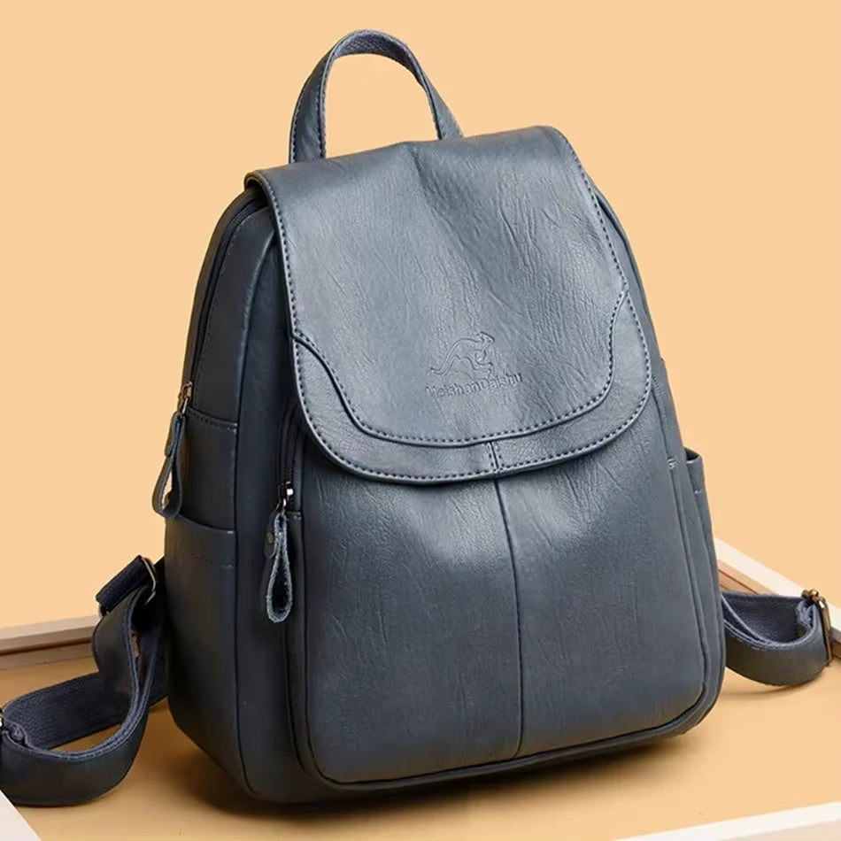 Bagpack Female Leather Backpack Designer Shoulder Bags for Women 2024 Back Pack School Bags for Teenage Girls Mochila Feminina