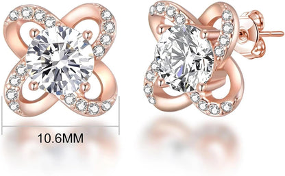 Rose Gold Plated Orbit Earrings Created with Zircondia® Crystals