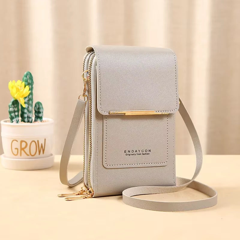 Women Crossbody Shoulder Bags Wallets Touch Screen Cell Phone Purse Soft Leather Strap Handbag for Female Luxury Messenger Bags