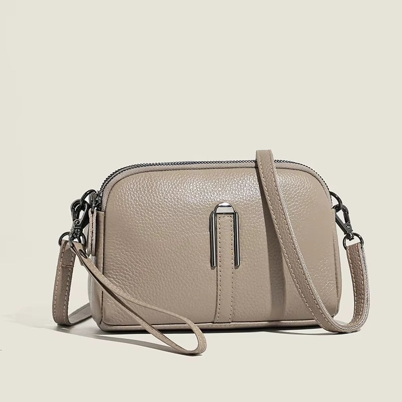 Genuine Leather Bag Luxury Women'S Crossbody Bags Female Solid Color Clutch Phone Bags Shoulder Bag Messenger