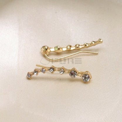 Long Bar Ear Cuff Climber CZ Stud Earrings 925 Sterling Silver Plated Rose Gold