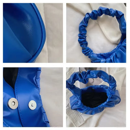 Fashion Pleated Handlebags for Women PU Cloud Bags Leisure Armpit Bag Shopping Shoulder Bags Dumpling Handbag Female Hand Bags
