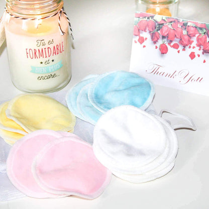 Bamboo Fiber Makeup Remover Pads-Washable Makeup Remover Cotton Pads-16Pcs+ 2 Washing Bags-Soft Bamboo Fiber Material-Washable and Reusable」Anti-Bacteria、Biodegradable Packaging