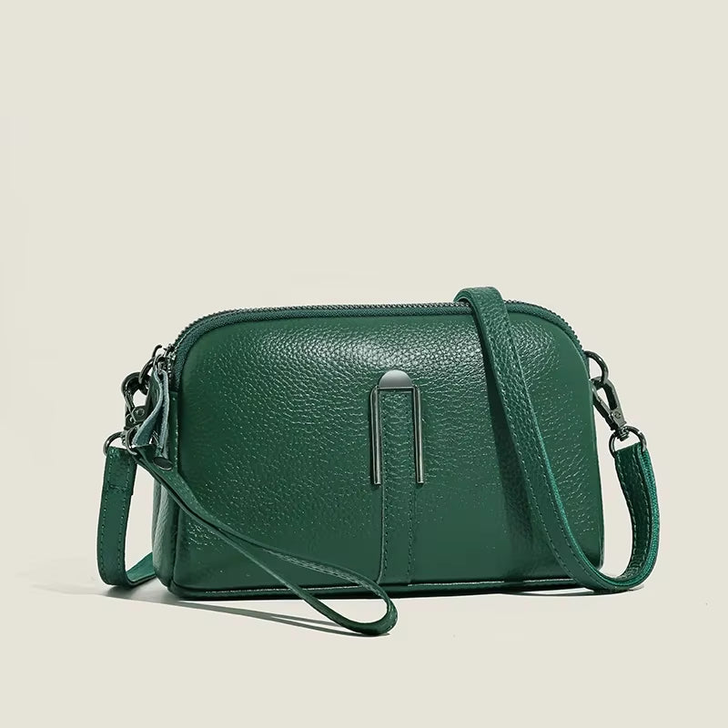Genuine Leather Bag Luxury Women'S Crossbody Bags Female Solid Color Clutch Phone Bags Shoulder Bag Messenger