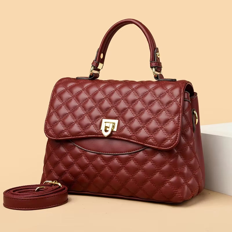 New Women'S Soft Leather Shoulder Bags Multi-Layer Pockets Messenger Crossbody Bags Luxury Designer Female Handbags and Purses