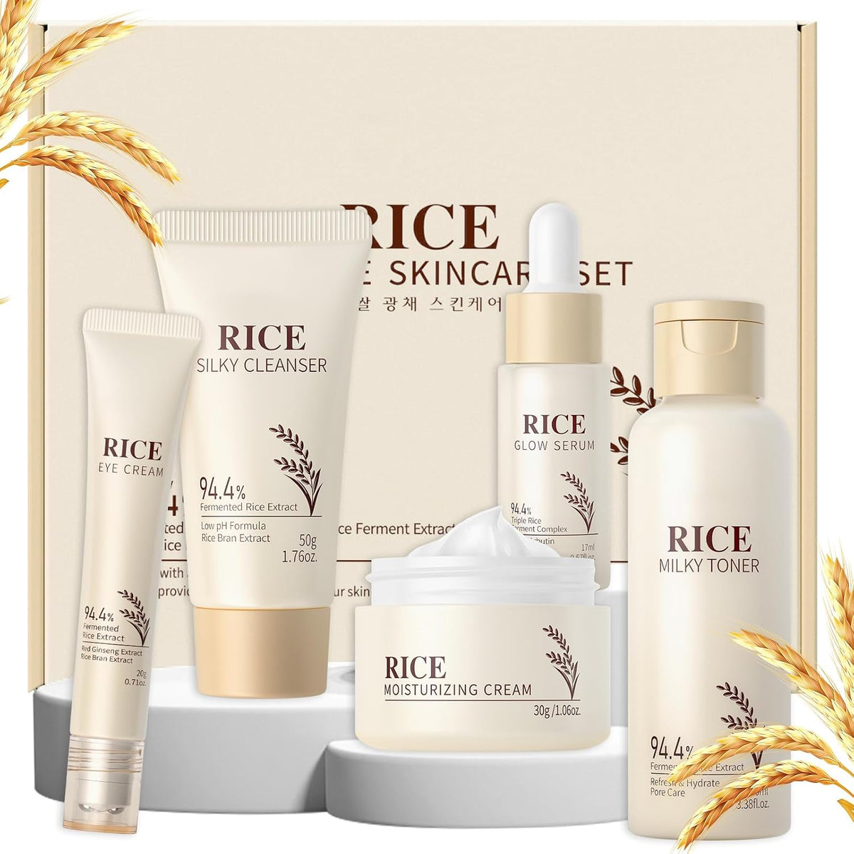 Korean Rice Skincare Set, Christmas Birthday Gifts for Women 5Pcs