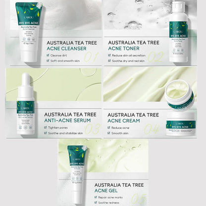 Tea Tree Skincare Set Gifts for Women & Men, Acne Treatment Tea Tree Oil Spot and Blackheads Remover Includes-Cleaner,Face Serum, Acne Gel,Toner,Moisturiser for Acne Removal Oil Control