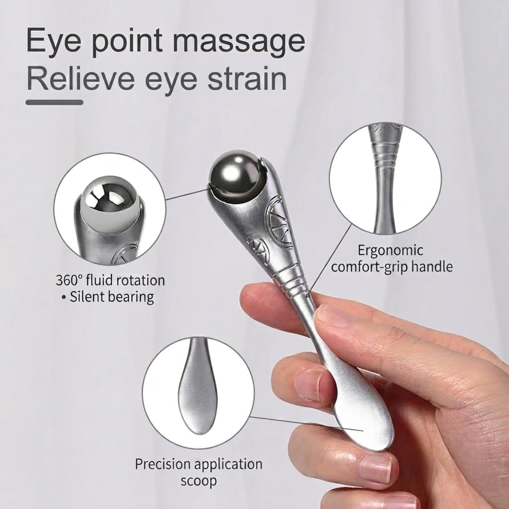 Eye Roller for Puffy Eyes, under Eye Massager, Cooling Eye Massage Tool for Dark Circles & Eye Bags, Reusable Facial Skincare Roller, Beauty Roller for Cream & Serum Application