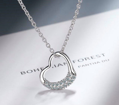Crystal Heart Pendant 925 Sterling Silver Chain Necklace Womens Jewellery New UK