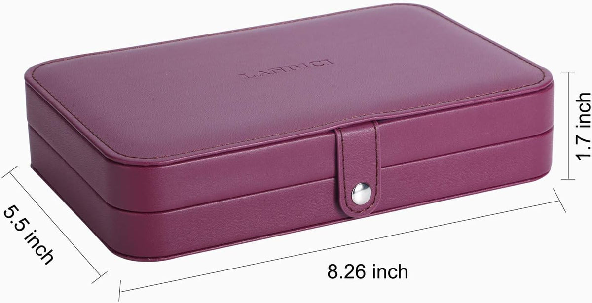 Jewellery Box Small Jewellery Organiser for Women Girls, PU Leather Travel Jewellery Storage Case, Portable Jewellery Holder for Ring Earrings Necklace Bracelet, Jewellery Gift Box,Purple