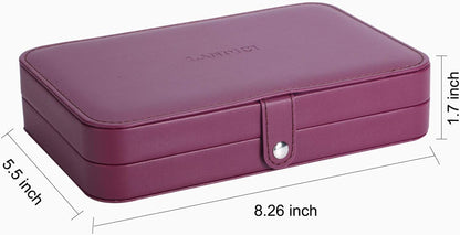 Jewellery Box Small Jewellery Organiser for Women Girls, PU Leather Travel Jewellery Storage Case, Portable Jewellery Holder for Ring Earrings Necklace Bracelet, Jewellery Gift Box,Purple