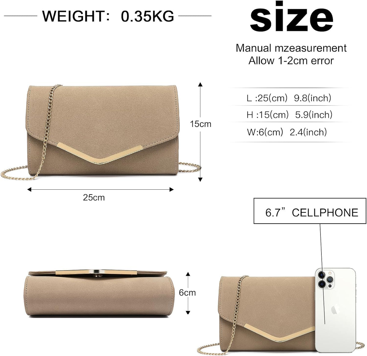 Womens Clutch Elegant Clutch Bags for Women Mini Crossbody Bag for Women, Can Hold 8.3' Tablet, Suitable for Party, Wedding, Banquet, Gift