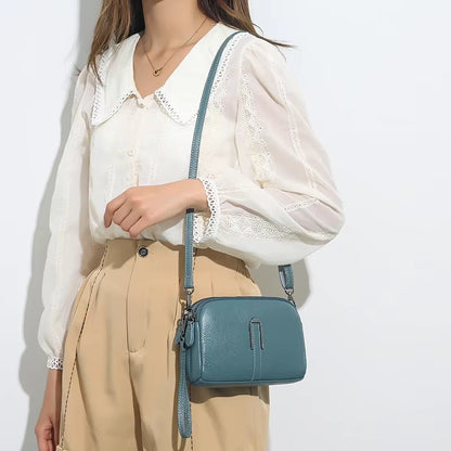 Genuine Leather Bag Luxury Women'S Crossbody Bags Female Solid Color Clutch Phone Bags Shoulder Bag Messenger