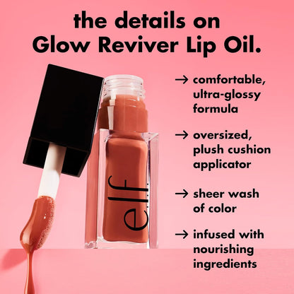 Glow Reviver Lip Oil, Tinted, Hydrating & Non-Sticky, Red Delicious