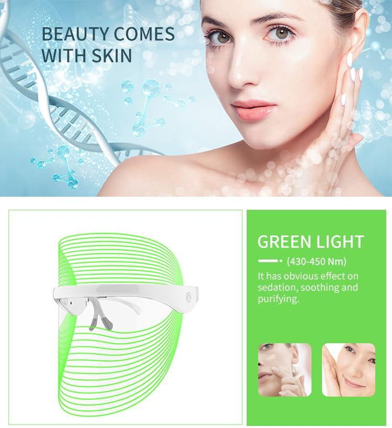 LED Beauty Face Mask with 7 Colour Light Modes – Rechargeable Facial Skincare Mask for Home Use, Lightweight Face Mask for Daily Beauty Routine