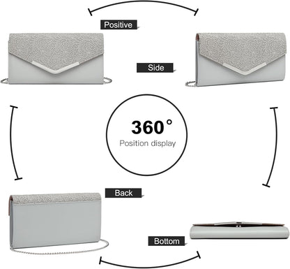 Womens Clutch Elegant Clutch Bags for Women Mini Crossbody Bag for Women, Can Hold 8.3' Tablet, Suitable for Party, Wedding, Banquet, Gift