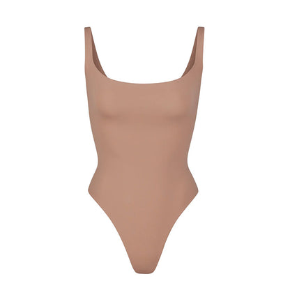 Double-Layer High Elastic Fabric Belly Contracting Jumpsuit Sling Corset