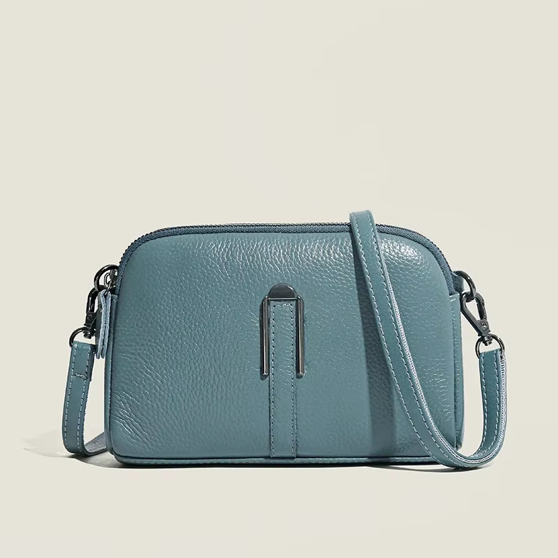 Genuine Leather Bag Luxury Women'S Crossbody Bags Female Solid Color Clutch Phone Bags Shoulder Bag Messenger