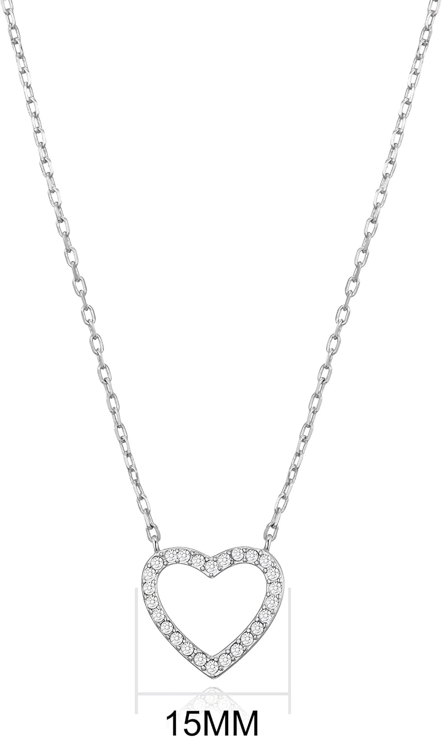 Silver Plated Open Heart Necklace Created with Zircondia® Crystals
