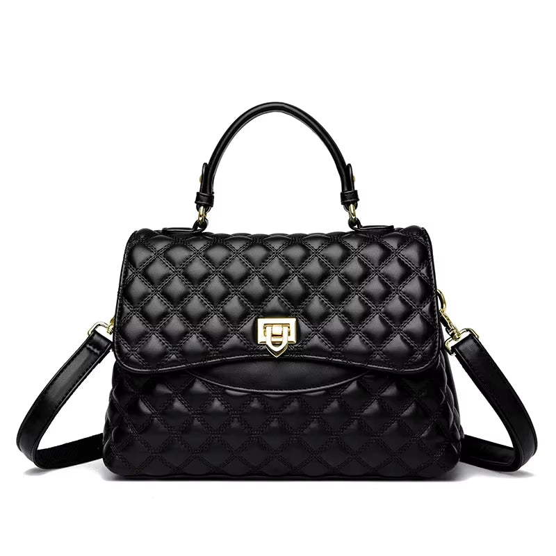 New Women'S Soft Leather Shoulder Bags Multi-Layer Pockets Messenger Crossbody Bags Luxury Designer Female Handbags and Purses