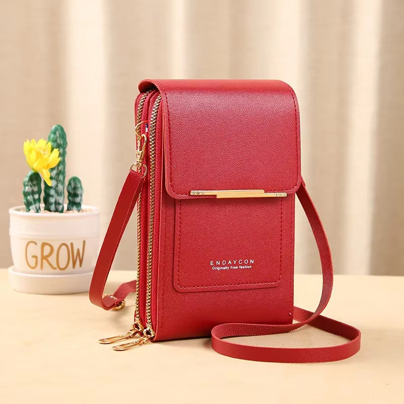Women Crossbody Shoulder Bags Wallets Touch Screen Cell Phone Purse Soft Leather Strap Handbag for Female Luxury Messenger Bags