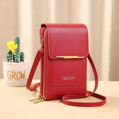 Women Crossbody Shoulder Bags Wallets Touch Screen Cell Phone Purse Soft Leather Strap Handbag for Female Luxury Messenger Bags