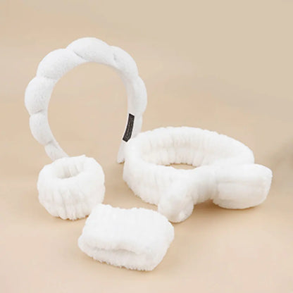 4Pcs Skincare Accessories for Face Wash Skincare Hair Accessories，Sponge Spa Headbands & Wristband Set, for Washing Face Makeup