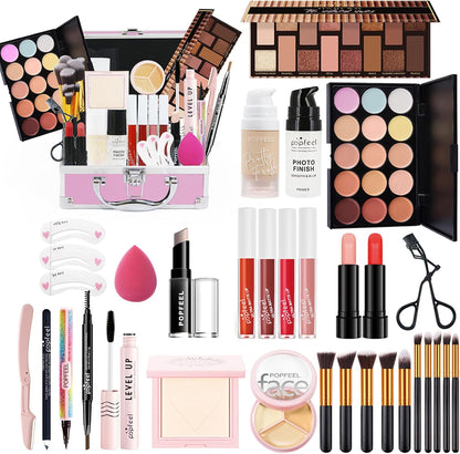 Professional Makeup Set, Portable Travel Makeup Kit, Eyeshadow Palette, Foundation, Concealer, Women, Girls