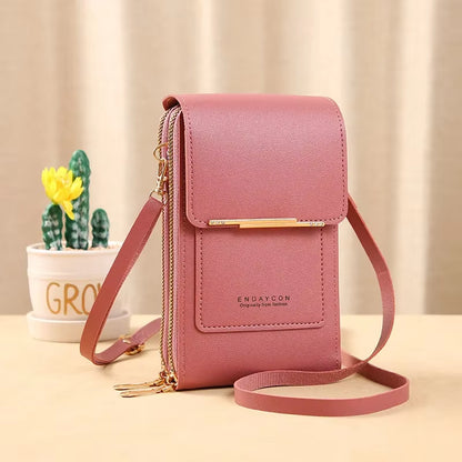 Women Crossbody Shoulder Bags Wallets Touch Screen Cell Phone Purse Soft Leather Strap Handbag for Female Luxury Messenger Bags