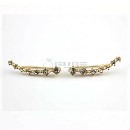 Long Bar Ear Cuff Climber CZ Stud Earrings 925 Sterling Silver Plated Rose Gold
