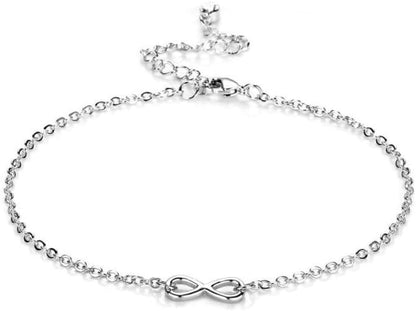 Silver Plated Infinity Anklet Created with Zircondia® Crystals