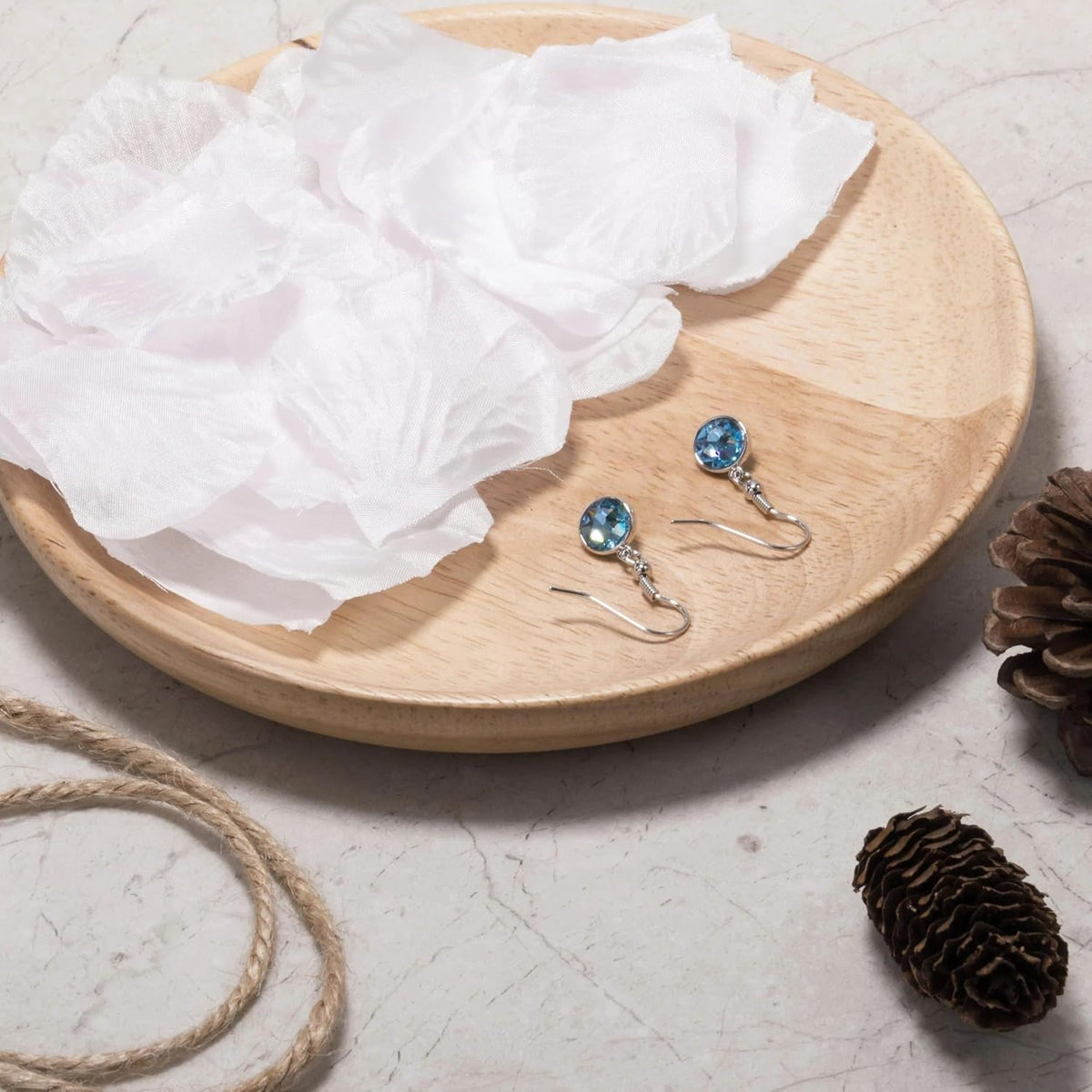 Light Blue Crystal Drop Earrings Created with Zircondia® Crystals