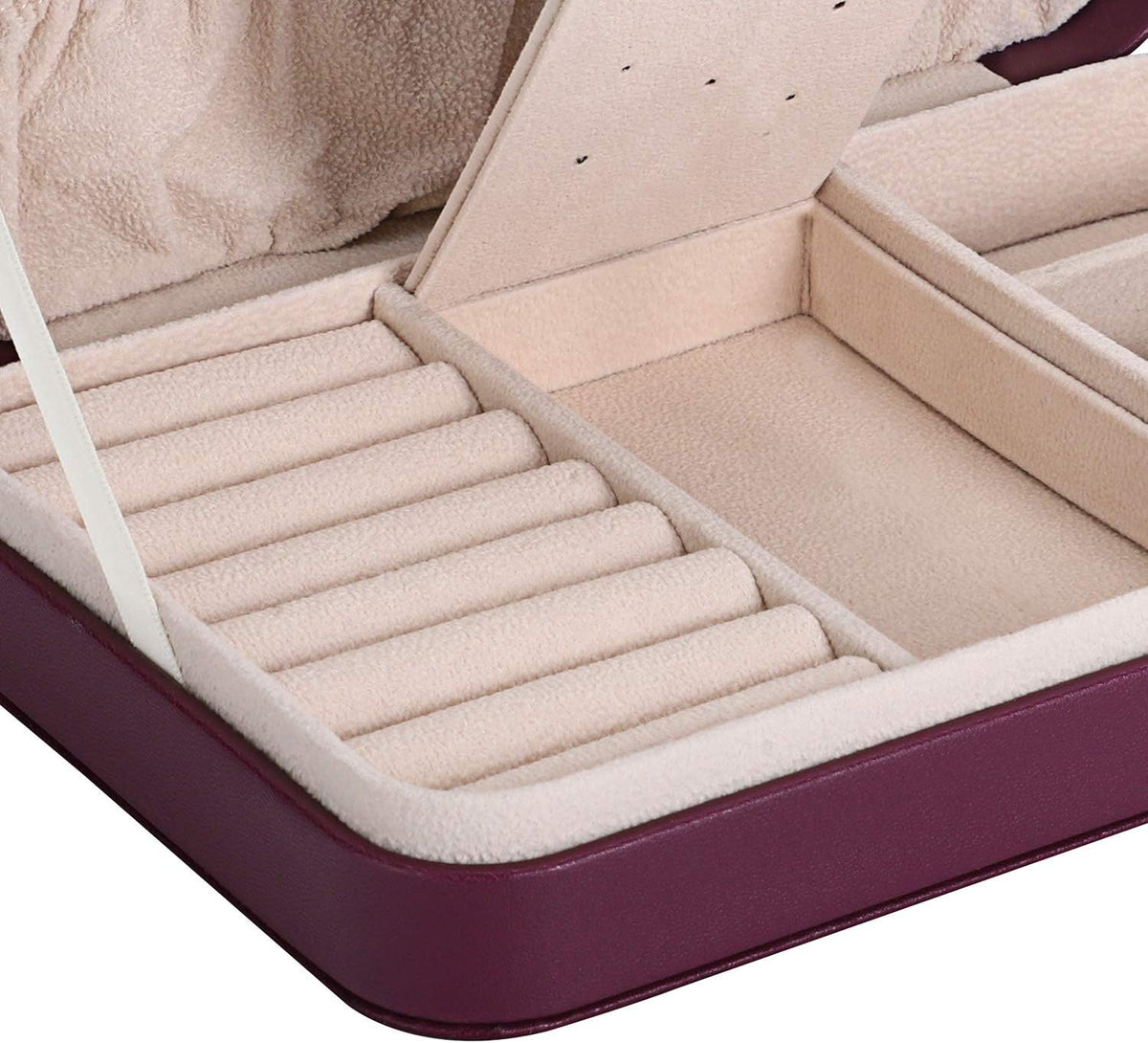 Jewellery Box Small Jewellery Organiser for Women Girls, PU Leather Travel Jewellery Storage Case, Portable Jewellery Holder for Ring Earrings Necklace Bracelet, Jewellery Gift Box,Purple