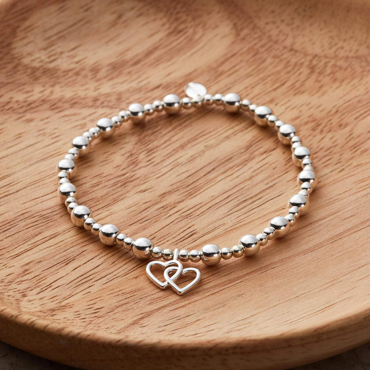 Heart Link Beaded Stretch Bracelet