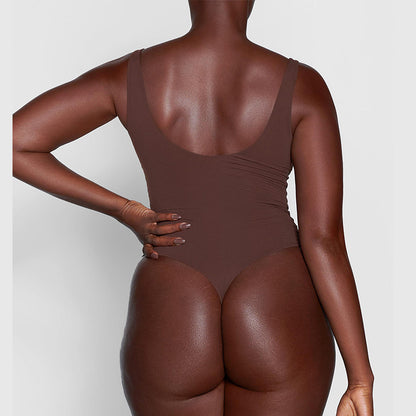 Double-Layer High Elastic Fabric Belly Contracting Jumpsuit Sling Corset