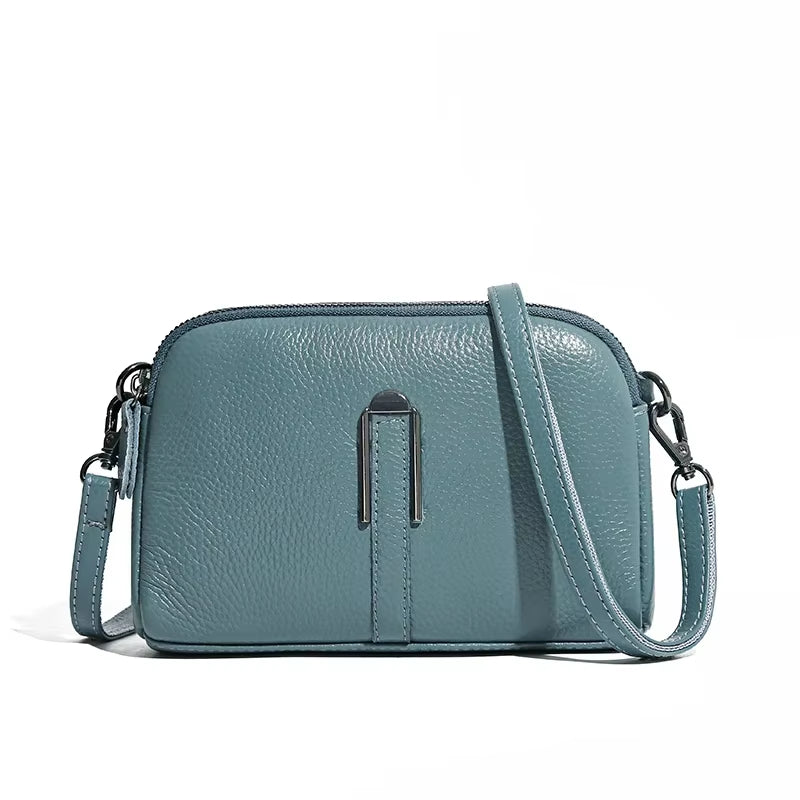 Genuine Leather Bag Luxury Women'S Crossbody Bags Female Solid Color Clutch Phone Bags Shoulder Bag Messenger