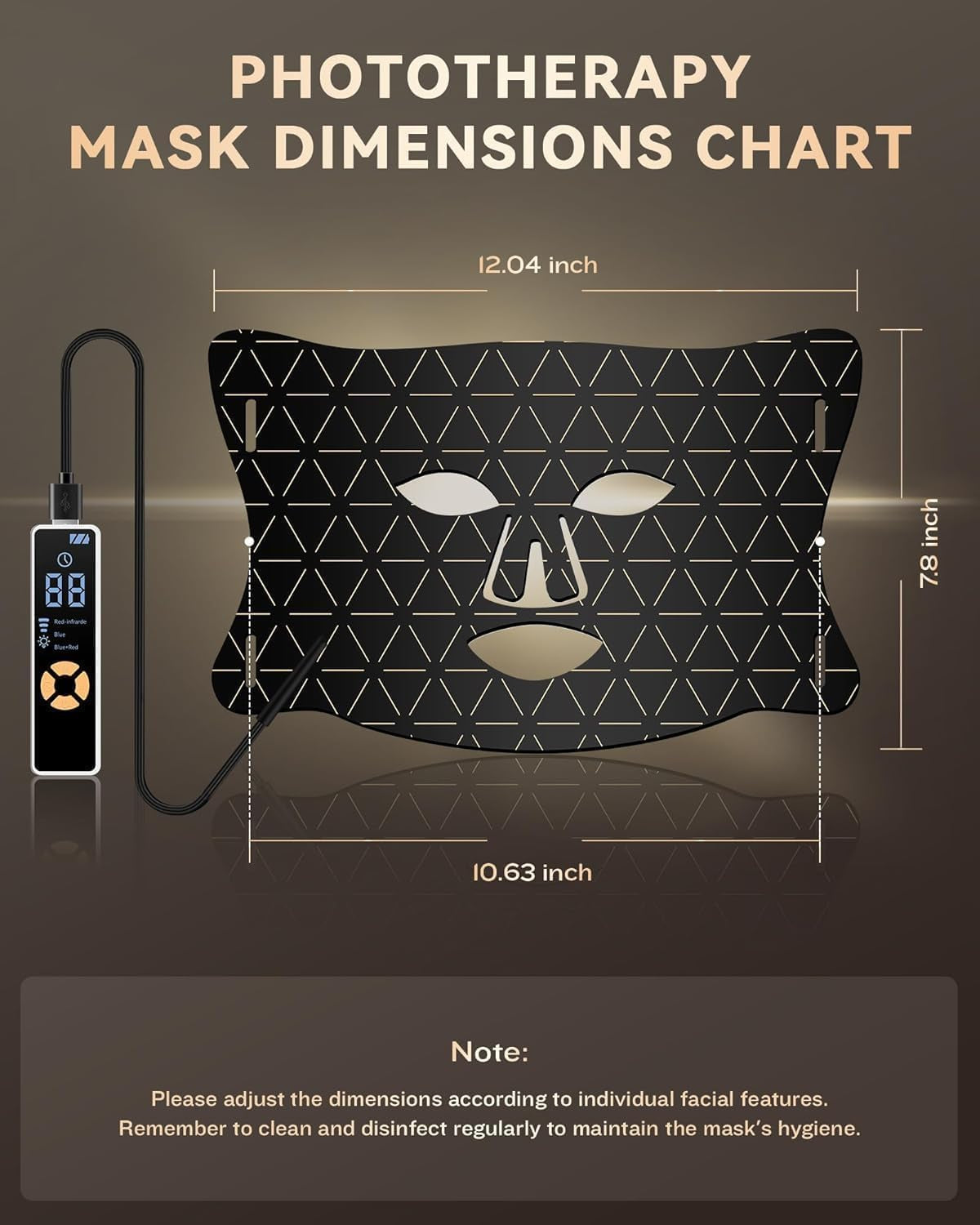 LED Light Therapy Mask Skin Care Mask, LED Red Light Therapy 630Nm & 830Nm Wavelength for Home Use, Body Beauty Machine for Care at Home(Black)