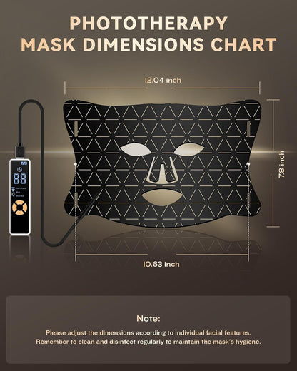 LED Light Therapy Mask Skin Care Mask, LED Red Light Therapy 630Nm & 830Nm Wavelength for Home Use, Body Beauty Machine for Care at Home(Black)