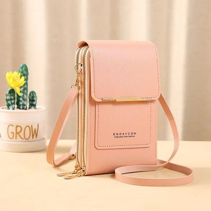 Women Crossbody Shoulder Bags Wallets Touch Screen Cell Phone Purse Soft Leather Strap Handbag for Female Luxury Messenger Bags