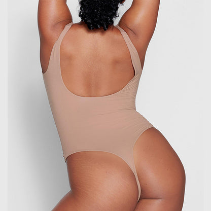 Double-Layer High Elastic Fabric Belly Contracting Jumpsuit Sling Corset