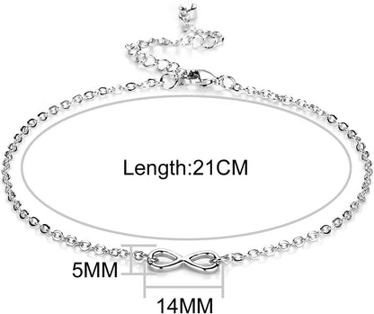 Silver Plated Infinity Anklet Created with Zircondia® Crystals